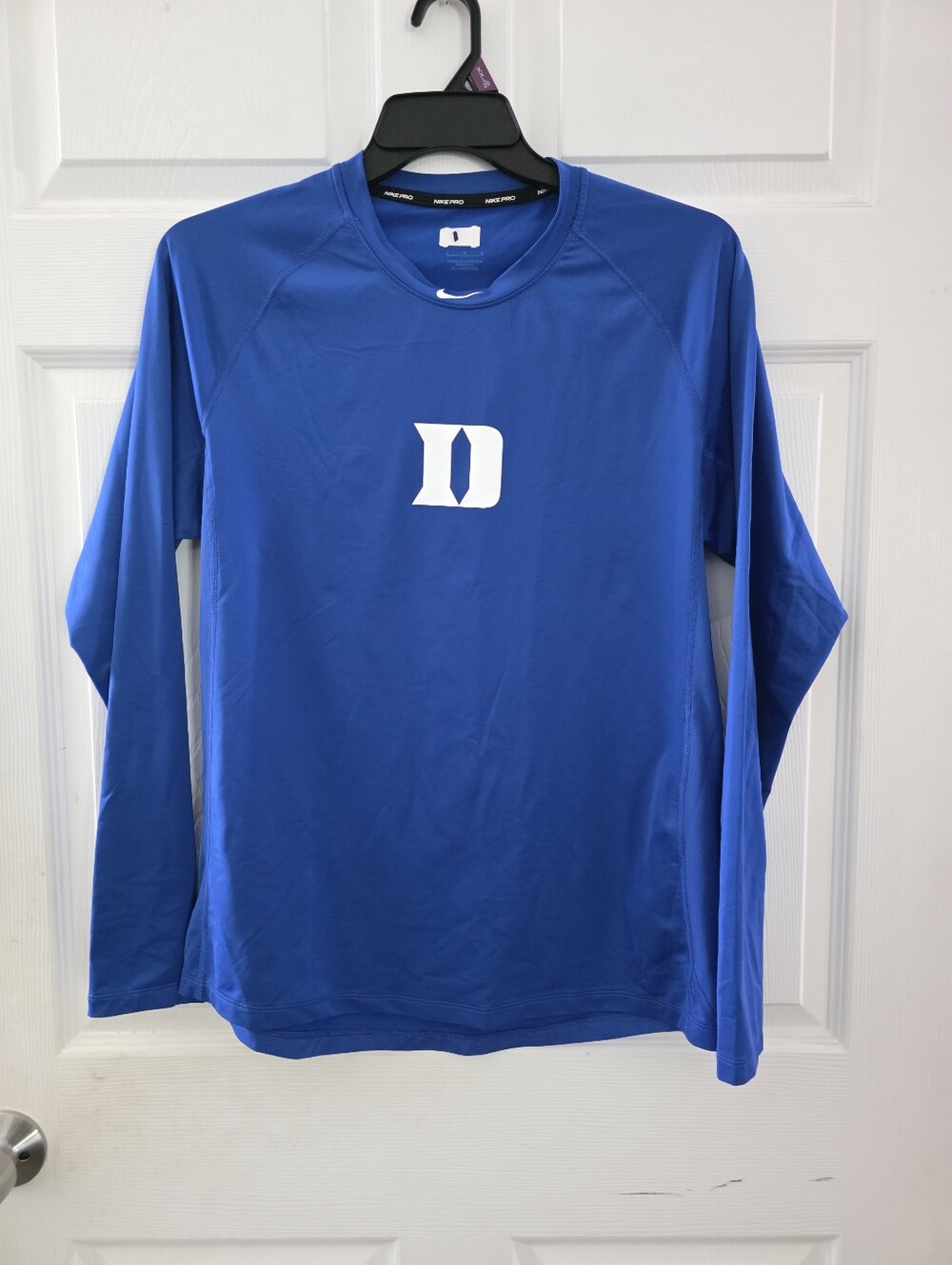 Men Size L Nike Pro Duke Bule Devils Ncaa Longsleevs Tshirt
